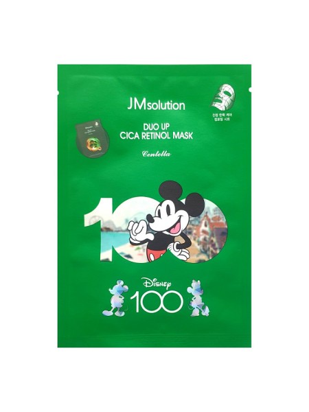 JMsolution Тканевая маска для лица с ретинолом и центеллой Disney100 Duo Up Cica Retinol Centella