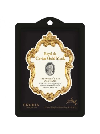 FRUDIA Маска тканевая лифтинг с икрой, пептидами, скваленом и золотом ROYAL DE CAVIAR GOLD MASK 20 м