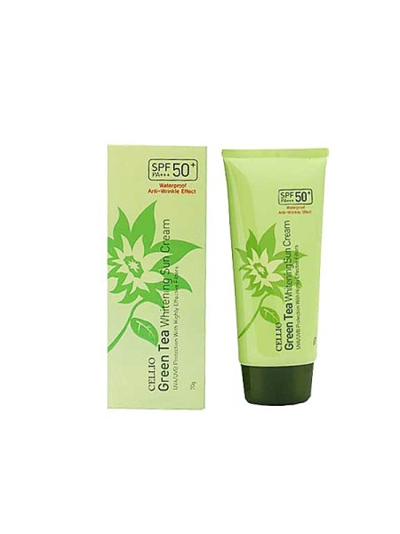 CELLIO Осветляющий солнцезащитный крем Green Tea Whitening Sun Cream SPF 50 