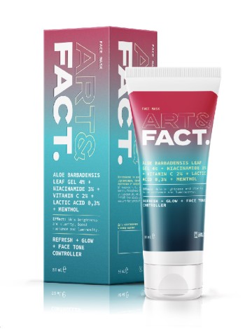 ART&FACT Охлаждающая экспресс-маска с ALOE BARBADENSIS LEAF GEL 4%+NIACINAMIDE 3%+VITAMIN C 2% 50мл