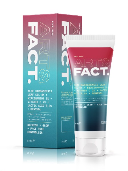 ART&FACT Охлаждающая экспресс-маска с ALOE BARBADENSIS LEAF GEL 4%+NIACINAMIDE 3%+VITAMIN C 2% 50мл