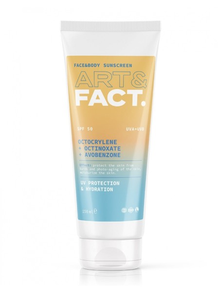 ART&FACT Cолнцезащитный крем для лица и тела  OCTOCRYLENE + OCTINOXATE + AVOBENZONE SPF 50 150мл.